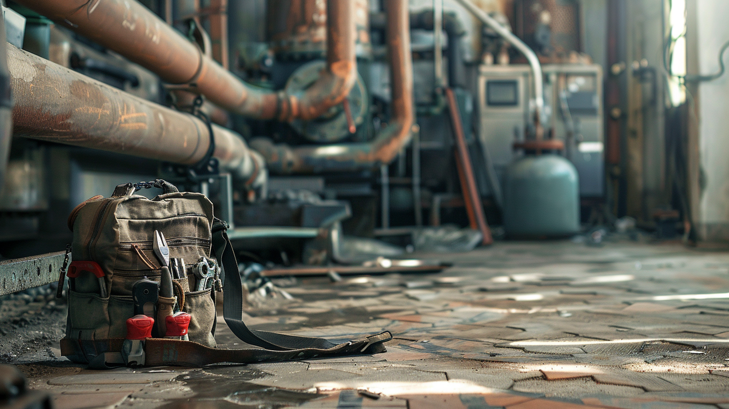 bag on ground in boiler room