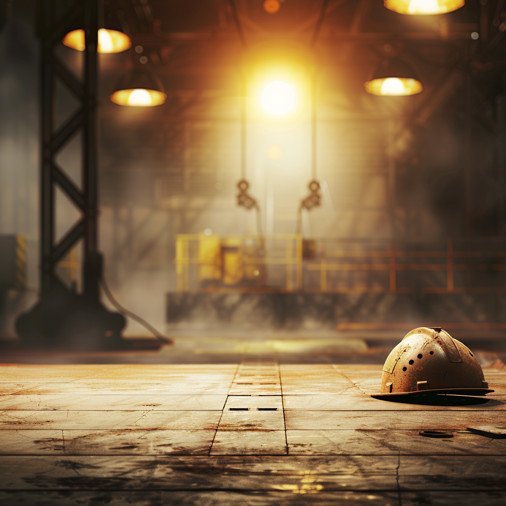 construction hat on the floor of a construction area